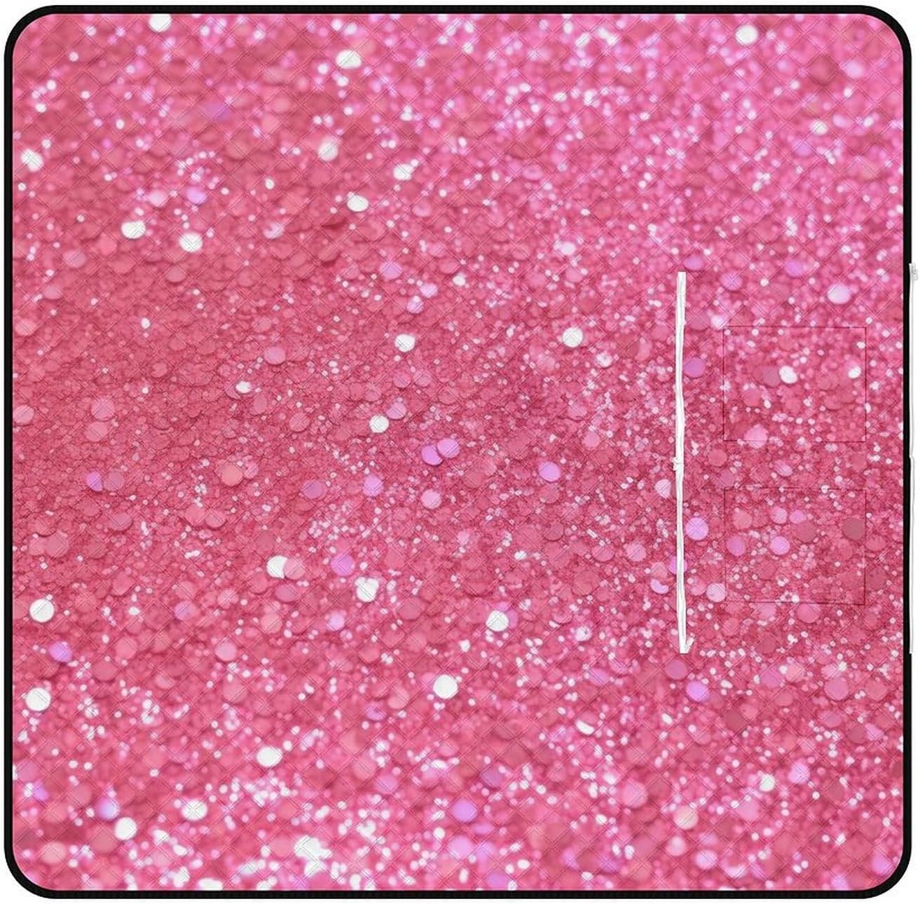 Picnic Blankets,Sparkling Glitter Printed Picnic Blankets Waterproof Foldable,Large Picnic Blanket,Handy Mat Tote with Zipper Pocket for Camping on Grass