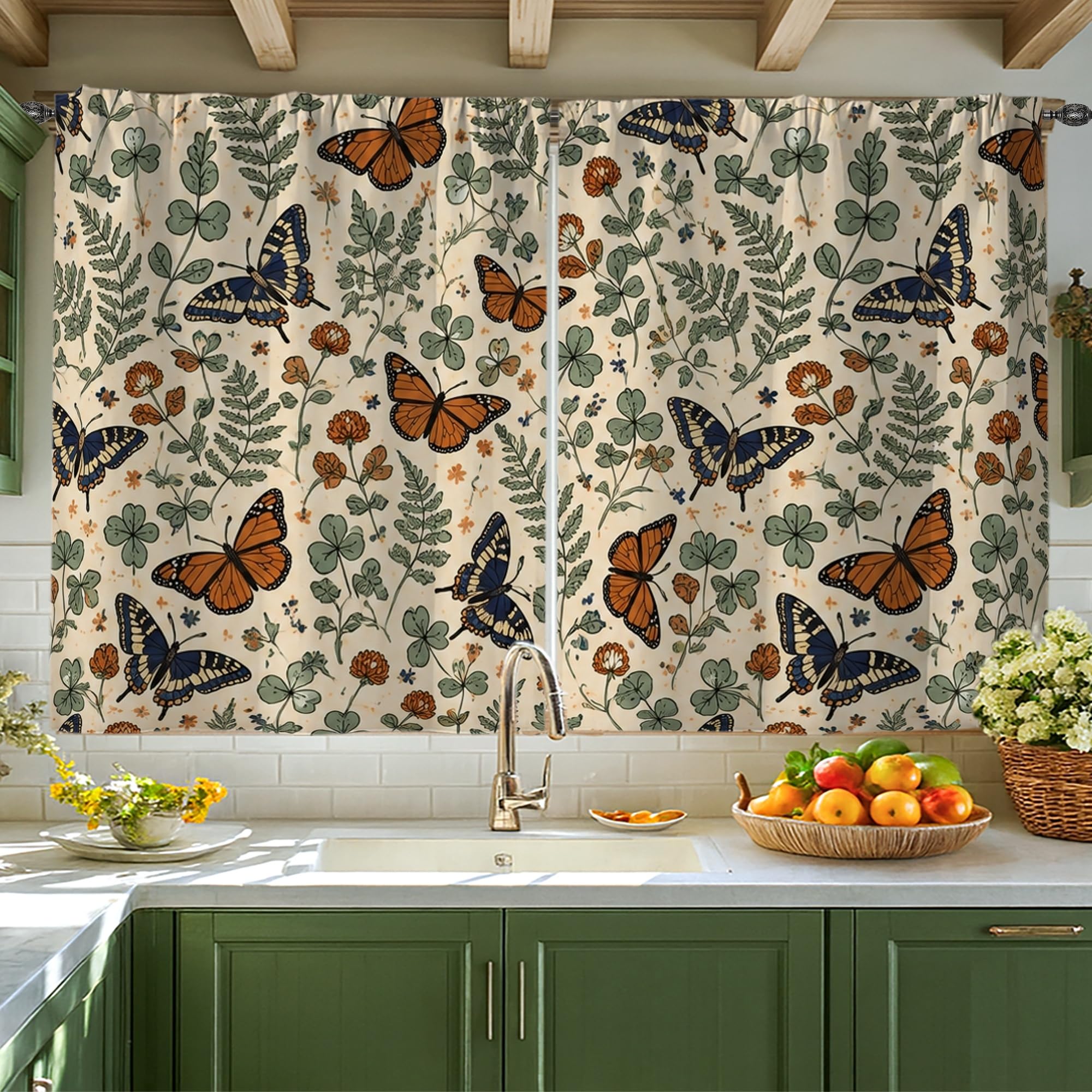 Rideaux de cuisine tamisants et lavables motif fleurs de printemps