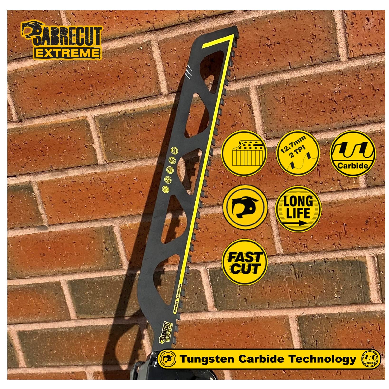 SabreCut 3pcs SCRS2243HM_3 455mm 2 TPI S2243HM Hojas sierra sable | Dientes de carburo de tungsteno ofrecen corte duradero en mampostería y materiales de obra