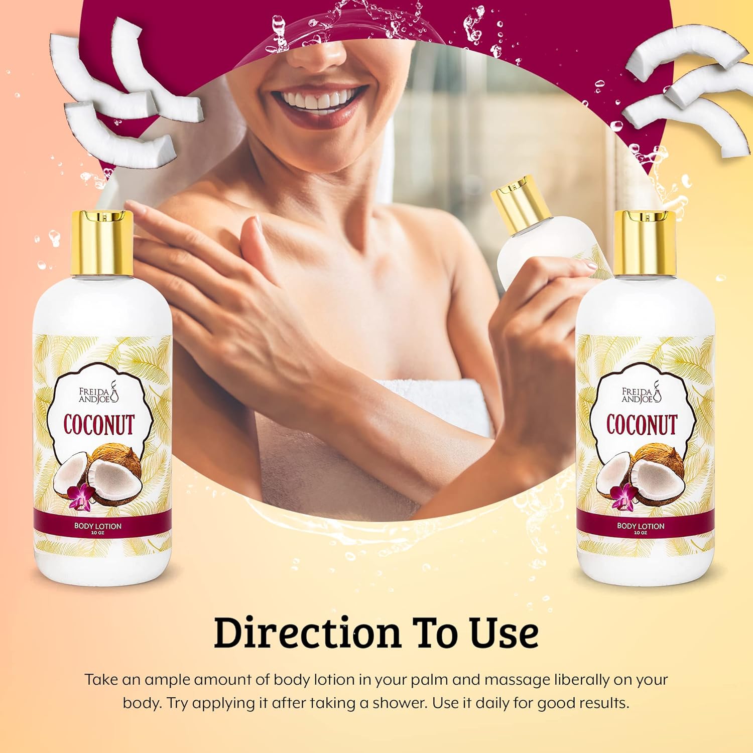 Freida and Joe Scented Body Lotion For Women, Deep Moisturizing Hand Cream, Womens Luxury Stocking Stuffers, 10oz (Coconut) Gift – Mother's Day Gift for Mom - Image 7