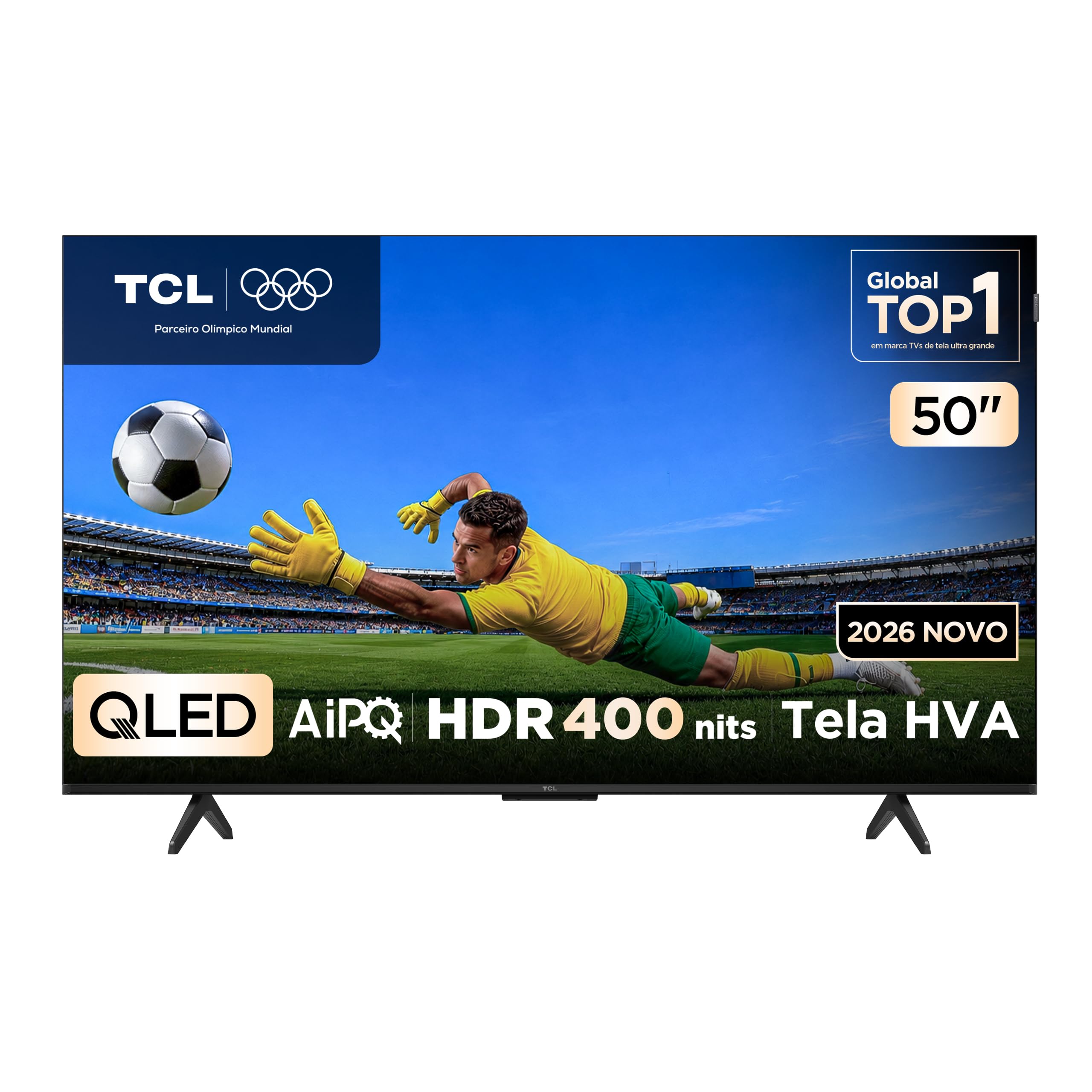 TCL ADVANCED 4K QLED TV 50", Google TV, Tela HVA, Design Slim, 120 Hz VRR, Processador AIPQ, Dolby Vision e HDR10+, 50P7L