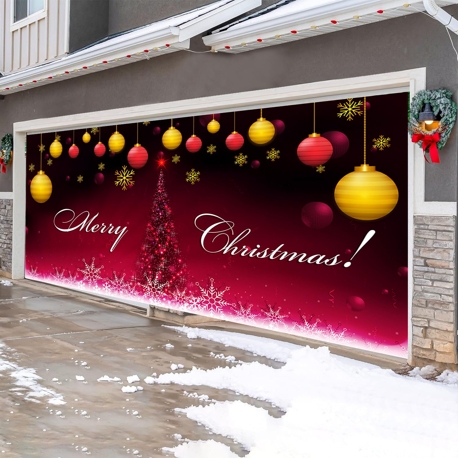 E, 2,4 X 2,1 M, Bannière De Porte De Garage De Noël – Père