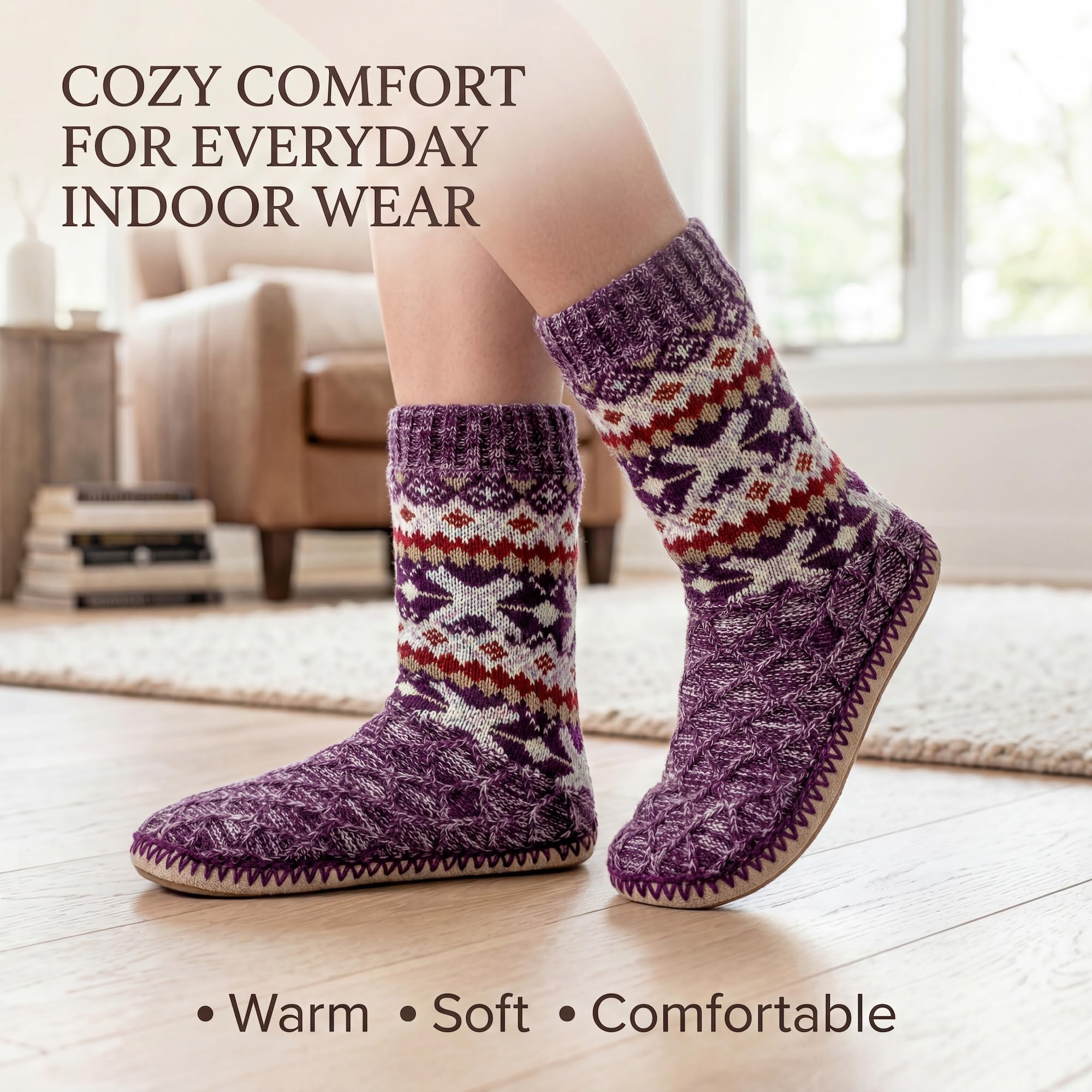 cosyone1997 Calcetines para mujer, botas cálidas y mullidas, zapatos de interior esponjosos de invierno, regalos de Navidad únicos