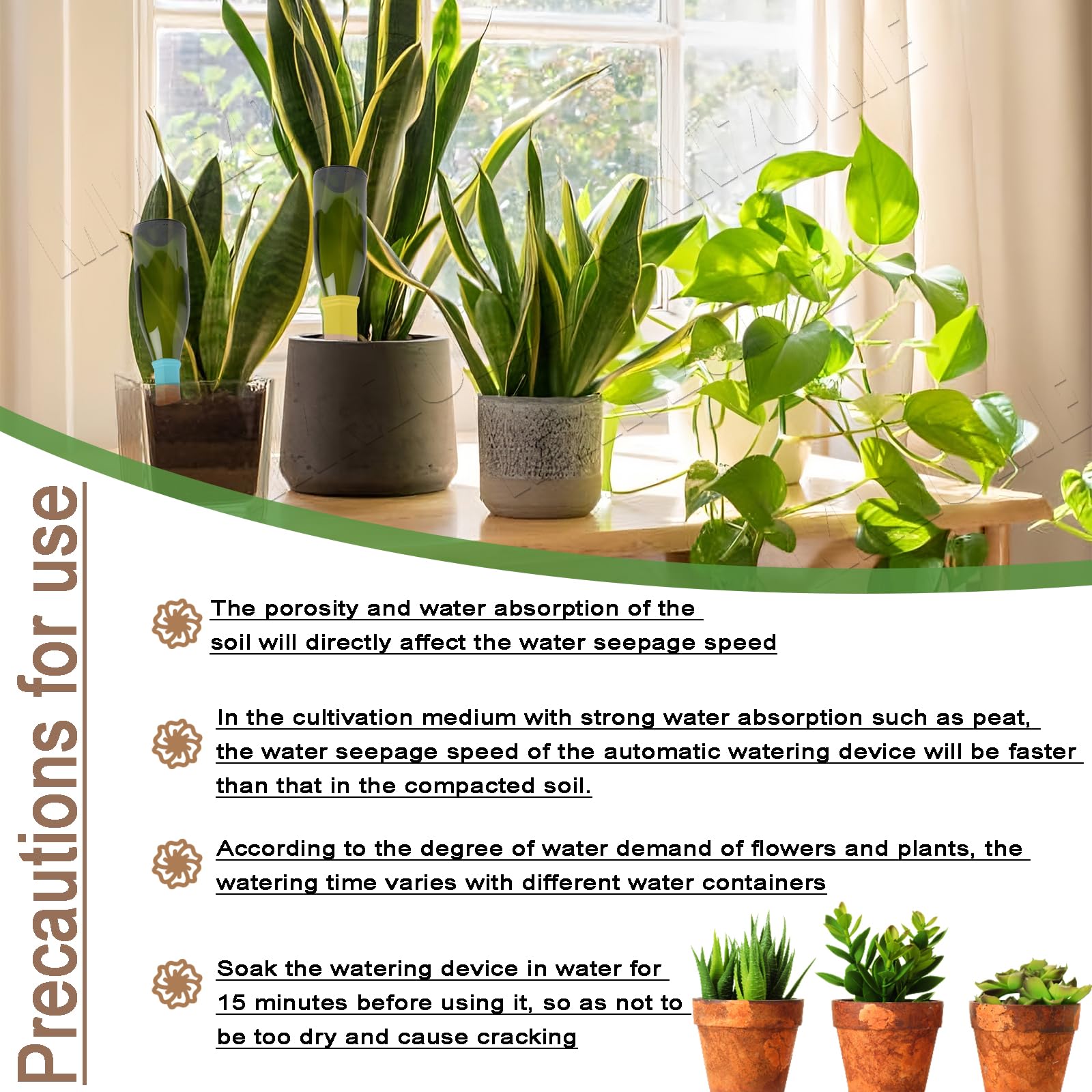 Lot de 6 Oyas A Planter Terre Cuite, Arrosage Goutte à Goutte Ollas Terre Cuite, Système d'Irrigation Arrosage Automatique et Ecologique pour Plante Intérieur & Extérieur en Vacances