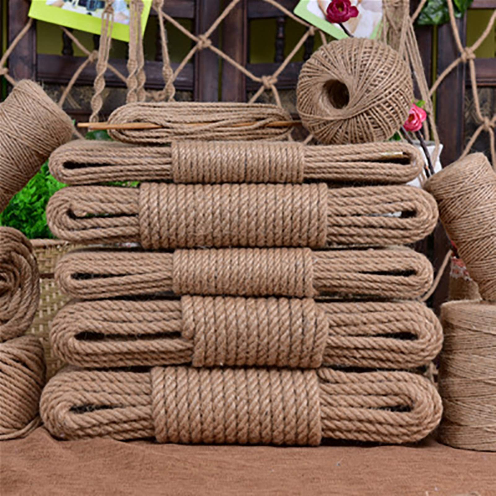 Bclla Zkenshan-Natural Jute Twine 4mm 10m-40m Jute Rope Twine Rope Hemp Cord Macrame String DIY Craft Handmade Decoration Pet Scratching, Natural Jute Fiber (Color : 10M)