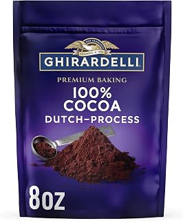 Ghirardelli Premium Dutch Process Unsweetened Cocoa Powder 8oz - Rich 100% Cocoa for Baking Brownies, Cakes, Cookies & Smoothies