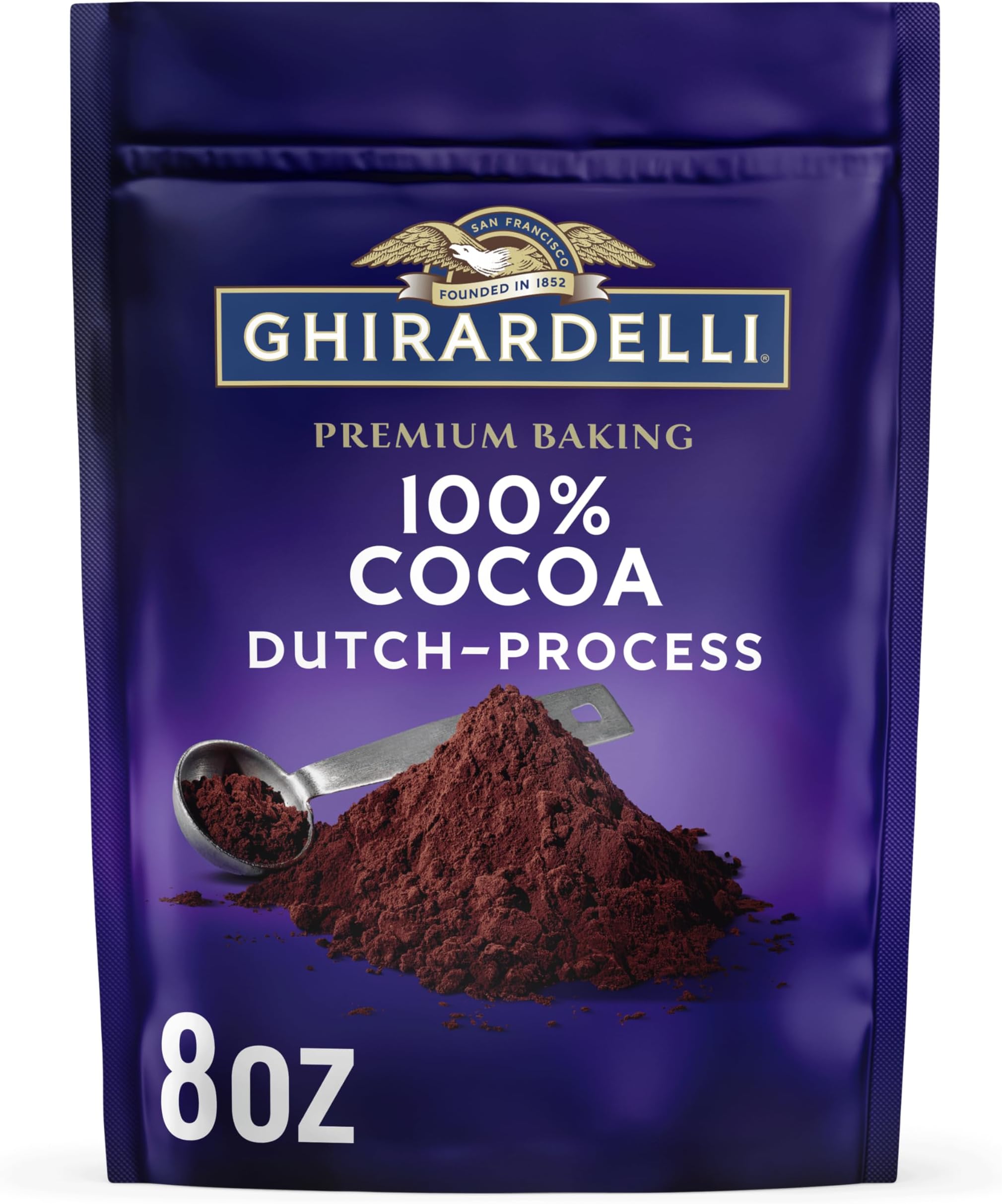 GHIRARDELLI Premium Baking Cocoa 100% Cocoa Dutch Process Unsweetened Cocoa Powder – Gourmet Baking Cocoa for Brownies, Cakes, Cookies & Smoothies, 8 oz Bag