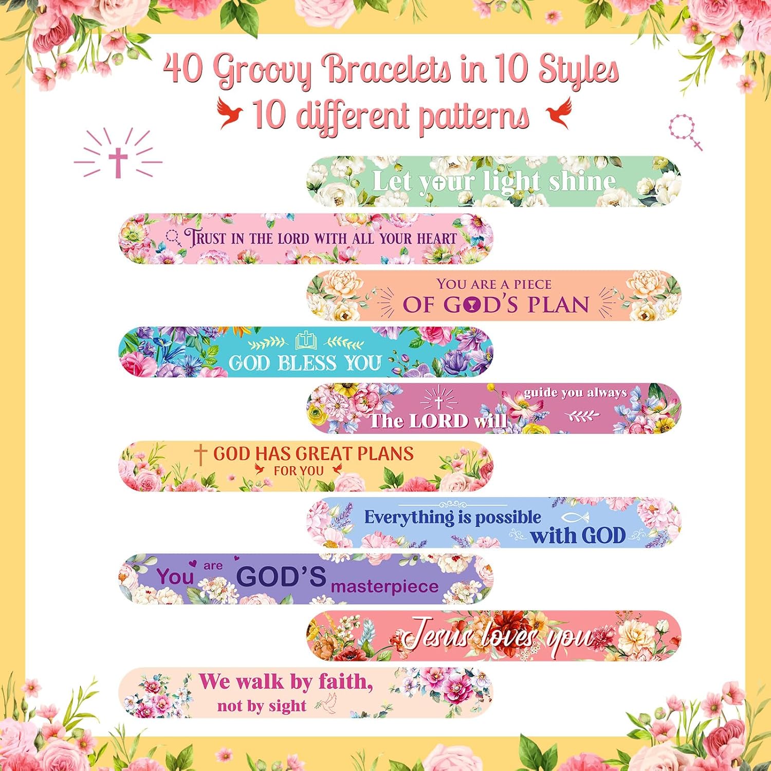 Frienda 40 Pcs Bible Verses Religious Christian Slap Bracelets for Kids VBS Jesus Love You Wristbands Inspirational Motivational Christian Slap Bracelets Sunday School Supplies He Is Risen (Novel) - Image 2