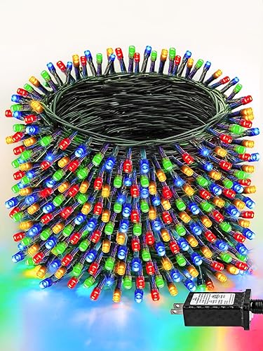 Vista 119 de Guirnalda de luces de Halloween extensible de 200 LED de color azul, extralarga de 82 pies, para interiores y exteriores, 8 modos de iluminación