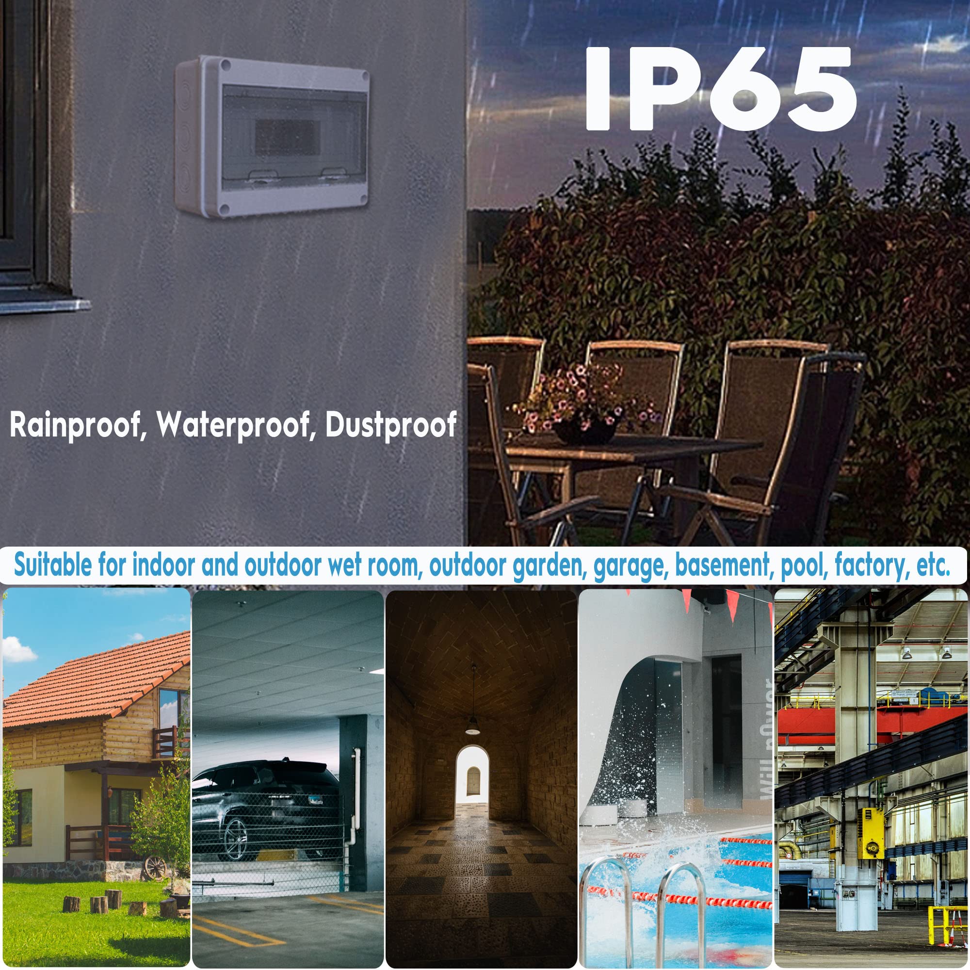 Coffret Electrique, Coffret Electrique Etanche Exterieur IP65, 8 Modules, Avec Terminaux, Rails Intégrés et Accessoires, Pour Une Utilisation à L'extérieur