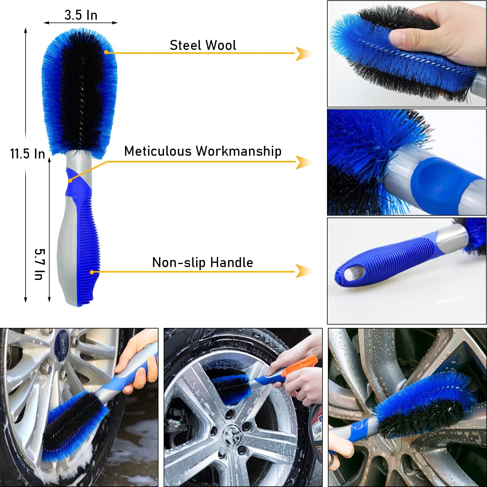 Yumzeco 46er Auto Reinigung Bürsten Pinsel Set, Detailing Reinigungsbürsten Set, Felgenbürsten fürs Auto, Detailingbürste, Polierpad Set, Reinigungsgel, Drahtbürste, Waschhandschuh, Polierkegel