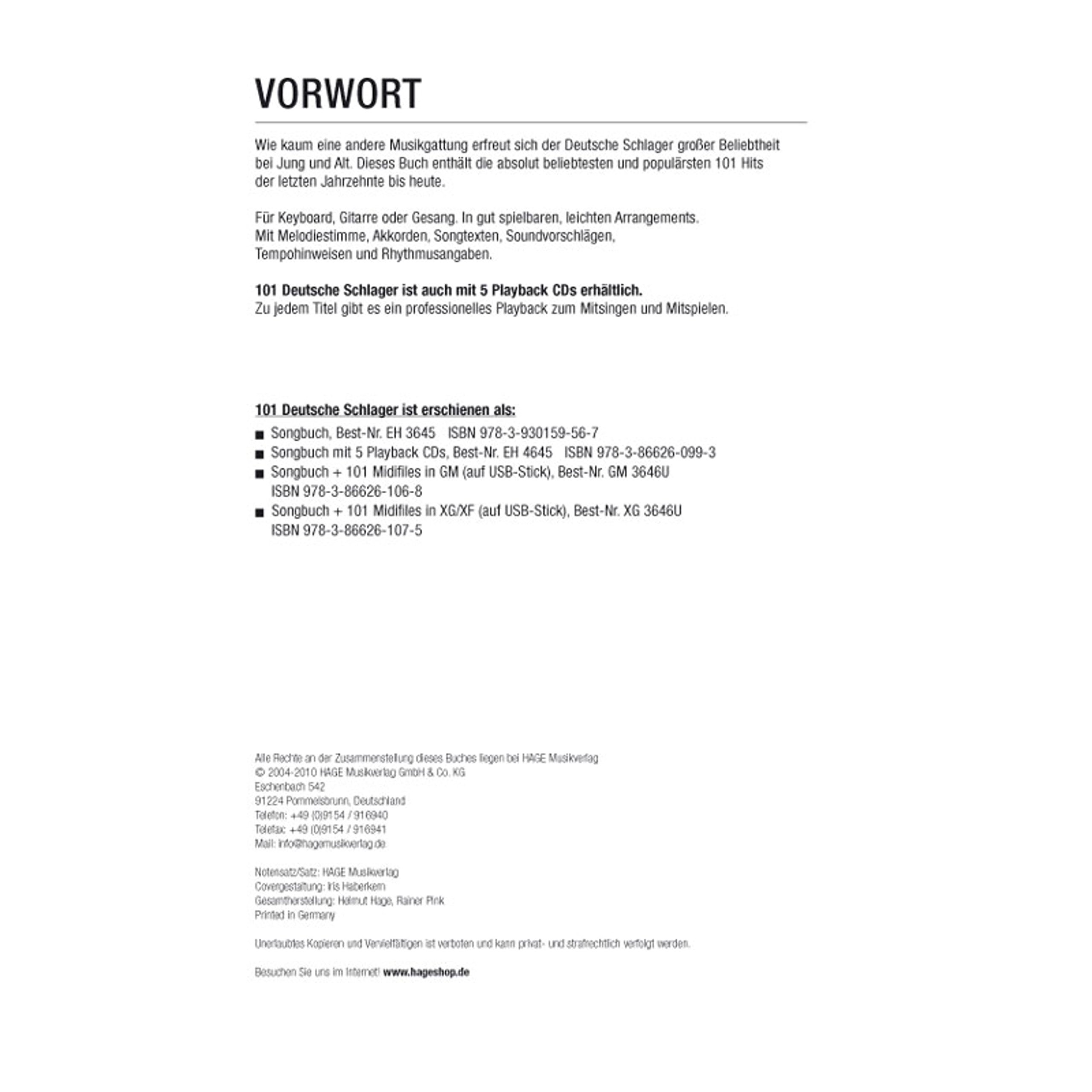 101 Deutsche Schlager - Songbuch: Die beliebtesten und populärsten deutschen Hits der letzten Jahrzehnte