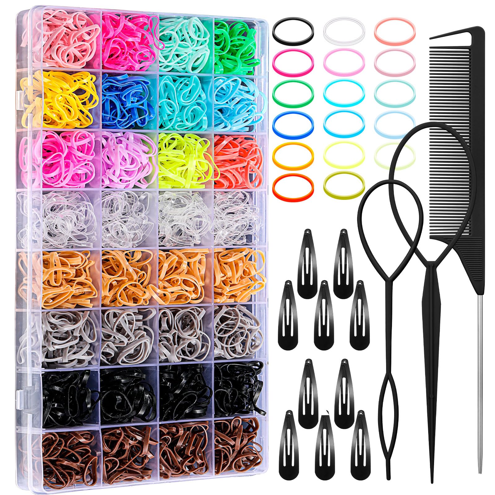 32 Color Hair Ties & Styling Tools - 2000 Pcs -8