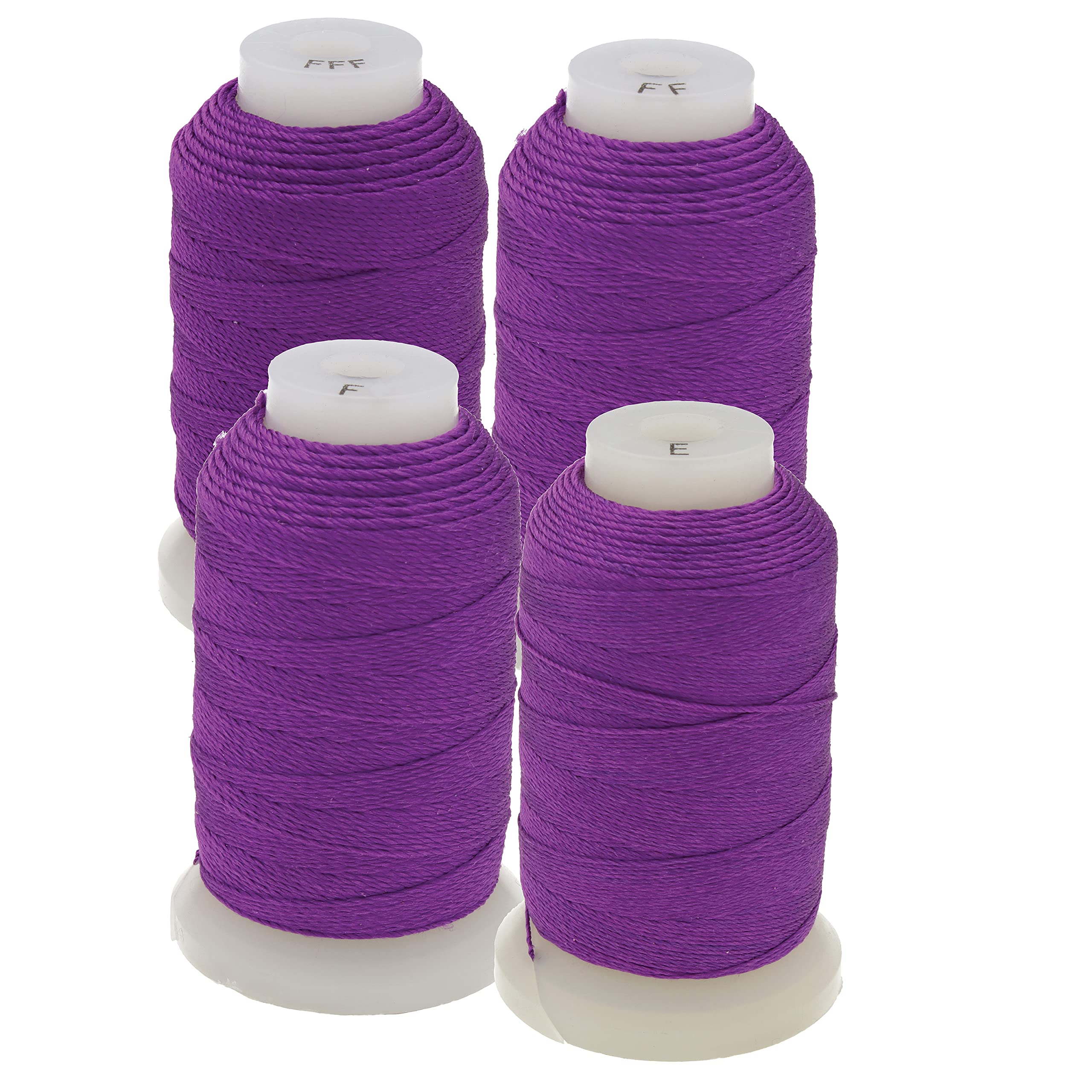 The Beadsmith Reine Seidenschnur – Pflaume, 4 Verschiedene Größen (E, F, FF und FFF), jeweils 1/2 Oz