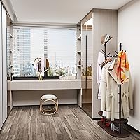 Vista 6 de Perchero de 2 niveles independiente, fácil de montar, 8 ganchos de madera, con almacenamiento de zapatos, resistente, para ahorrar espacio, perchero