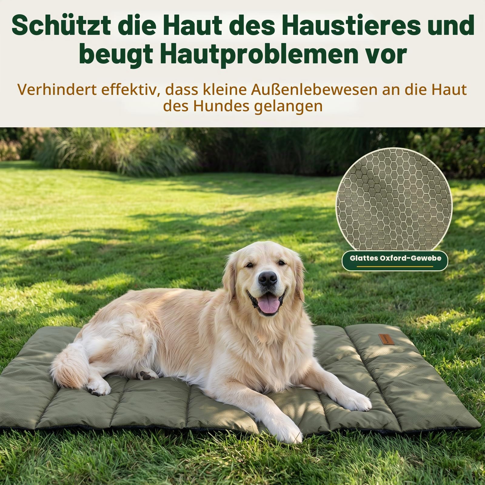 Gimars Verbesserte Outdoor Hundebett mit wasserdichter Folie, leicht aufrollbar mit Schnalle, großes Reisehundebett für mittelgroße & große Hunde, tragbar, faltbar, waschbar