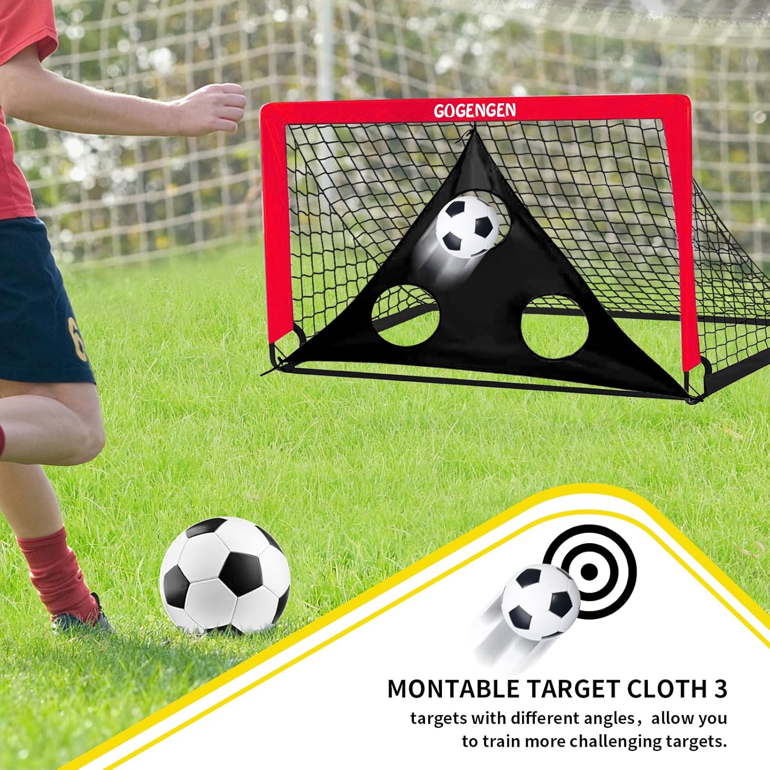 Soccer Goal, 2 of 6x4 Soccer Goals for Backyard with Soccer Net, Soccer Ball, Target, Cones, Soccer Training Equipment for Toddler Kids Youth