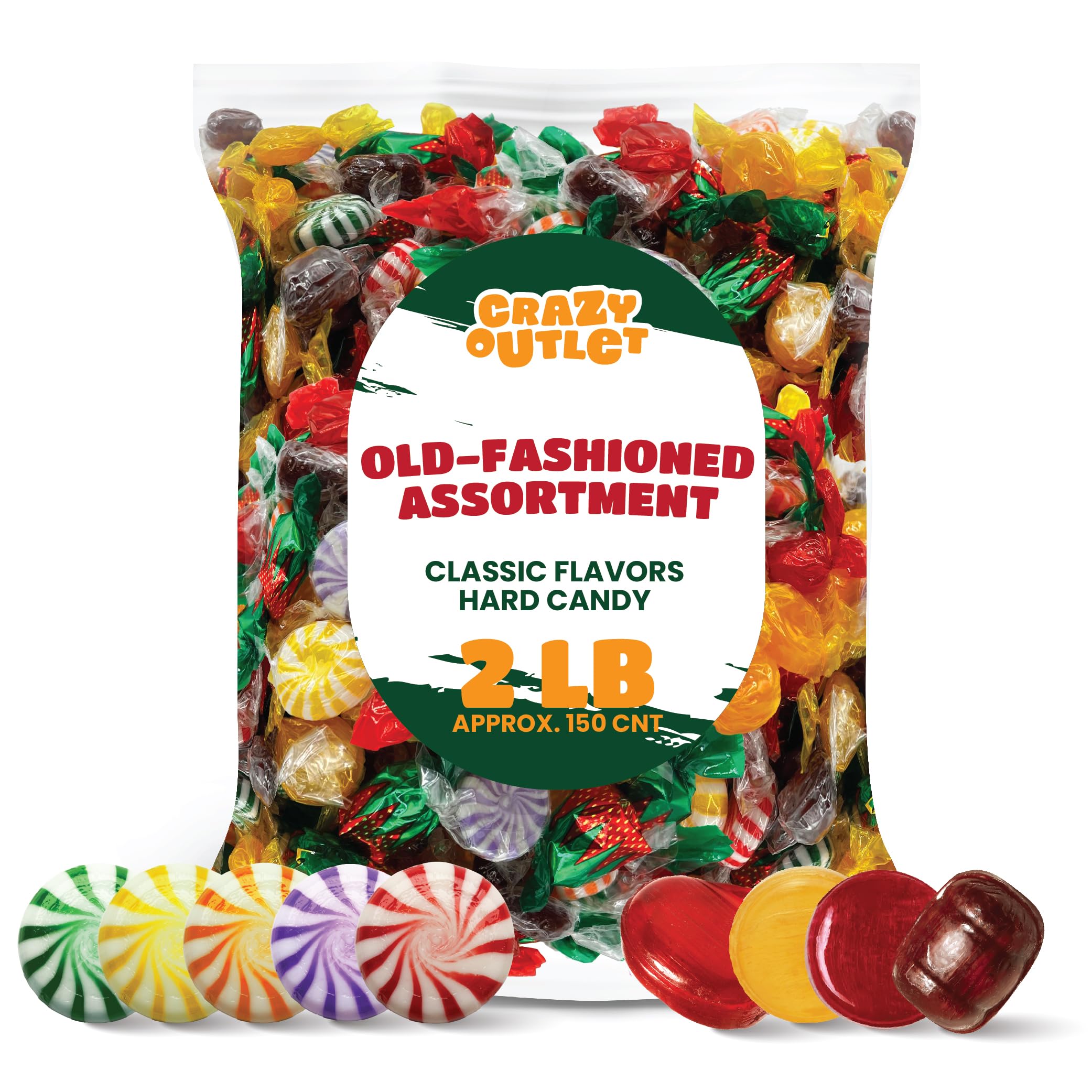 Hostess Old-Fashioned Hard Candy Assortment - 2 Pound Bulk Pack (About 150 Count) - Strawberry Bon Bons, Butterscotch, Cinnamon, Root Beer, Fruit Pinwheels