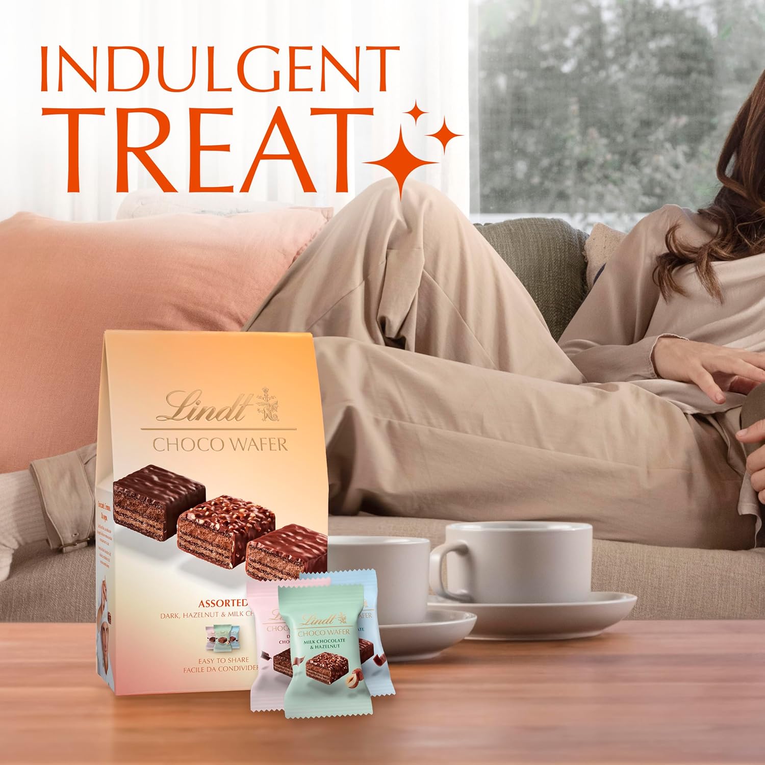 Lindt Choco Wafer Assorted Sharing Box 138g - Milk, Dark, and Hazelnut Chocolate