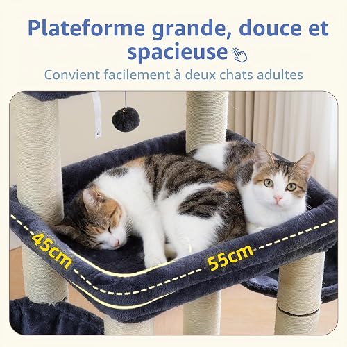 Hey-brother Cat Scratching Post for Large Cats with 8 cm Thick Sisal Posts MPJ02G - 3