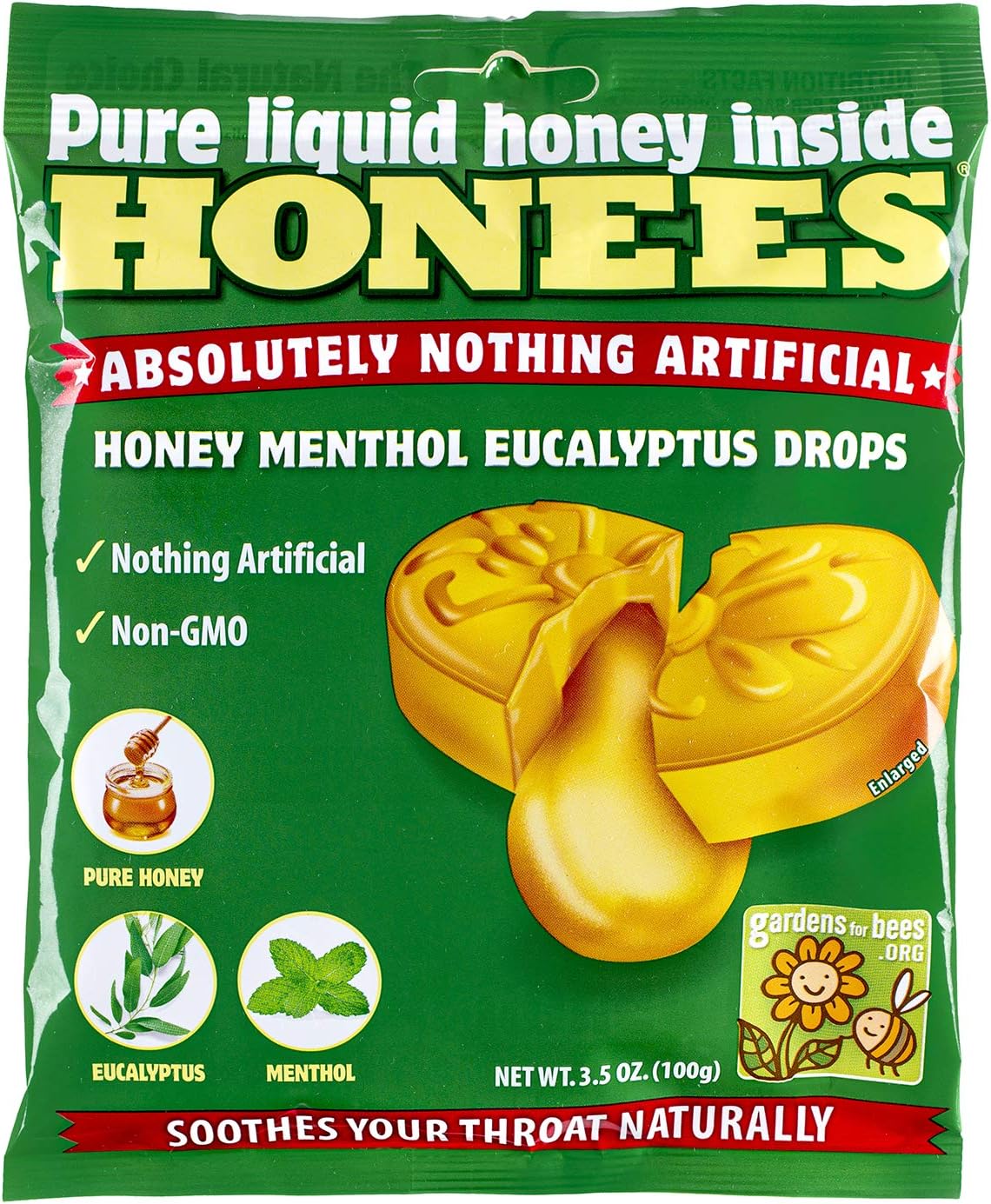 Honees Honey Menthol Cough Drops 20Piece, Pack of 12