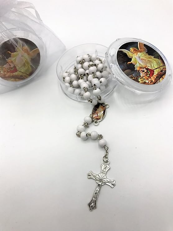 all Gift and craft 12pcs White Wood Rosaries Baptism First