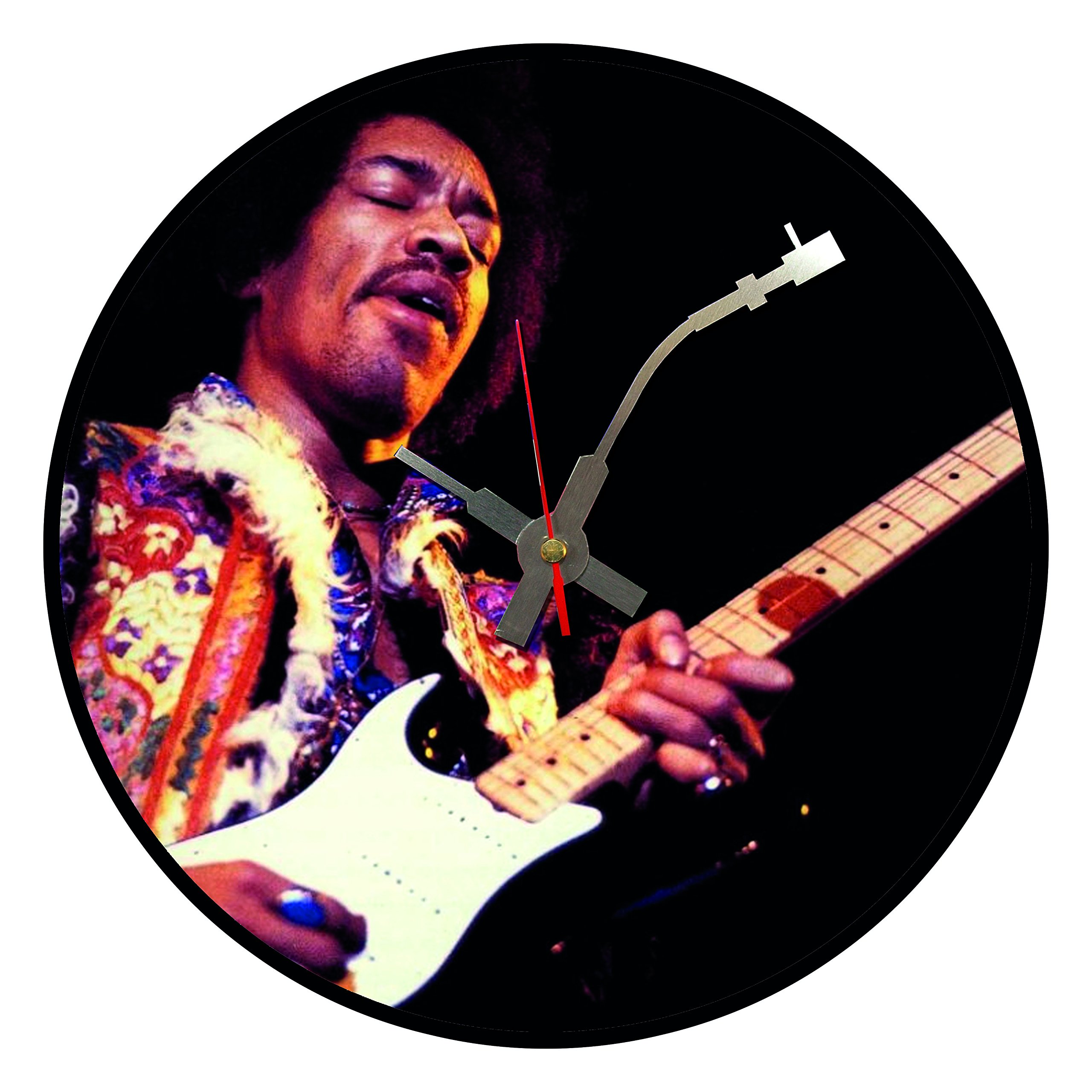 BottleClocks Iconic Jimi Hendrix vinyl record wall clock (Holding Guitar)