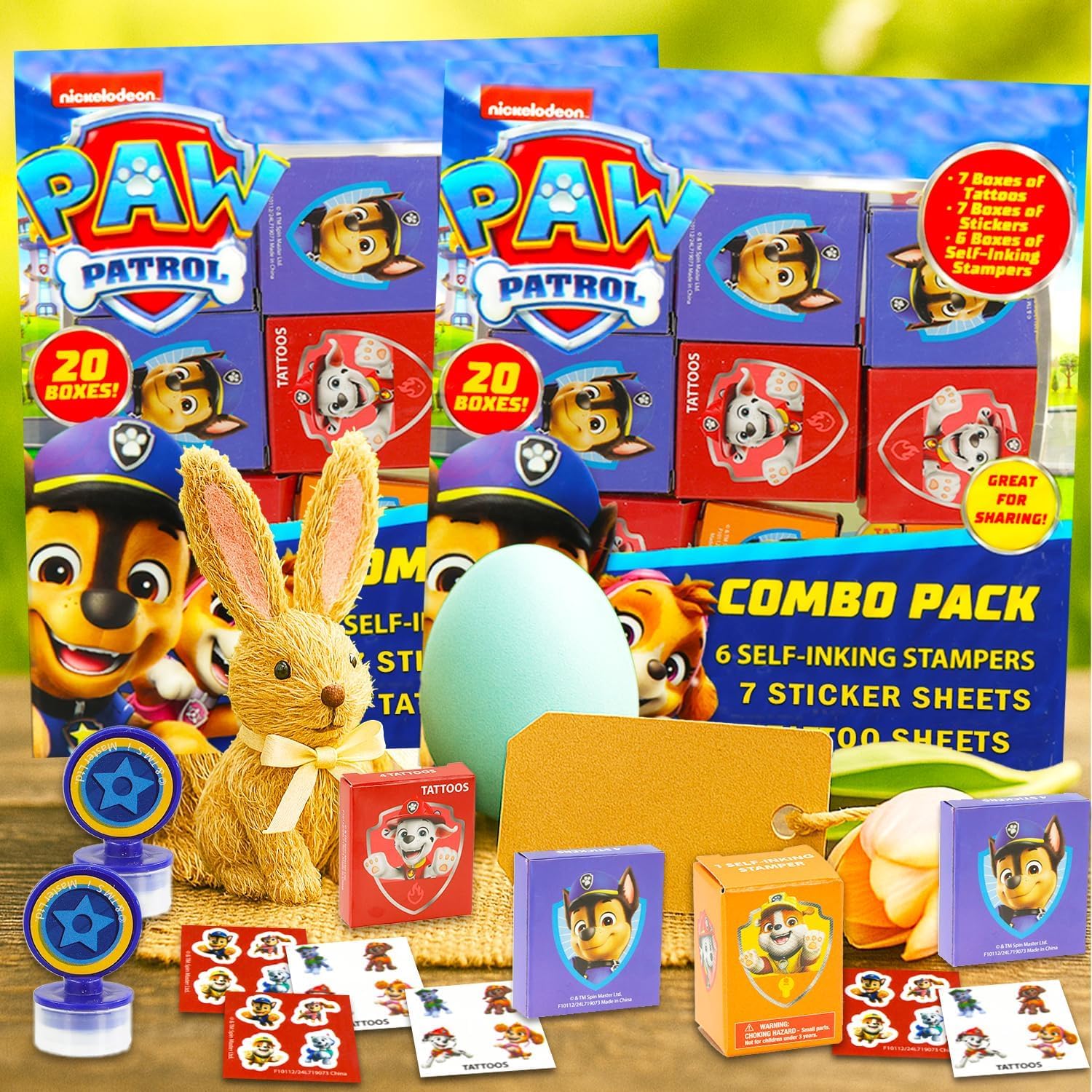 Nickelodeon Paw Patrol Holiday Party Favor Boxes Set - Bundle with 40 Paw Patrol Stickers, Tattoos, Stampers for Easter Basket Fillers, More