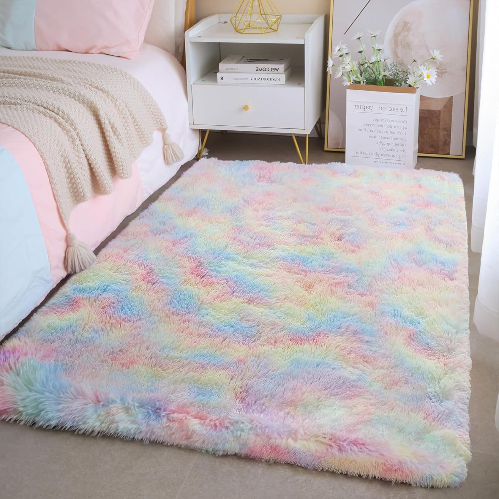 Tapis de salon 80 x 170 cm tapis poil ras salon pelucheux