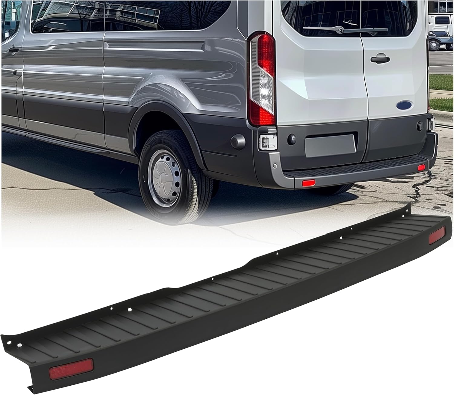 ECOTRIC Rear Bumper Cover Step Plate Compatible with 2015-2022 Ford Transit 150 250 350 Passenger Vans Med/High Roof Rear Bumper Top Pad Replacement for FO1190108