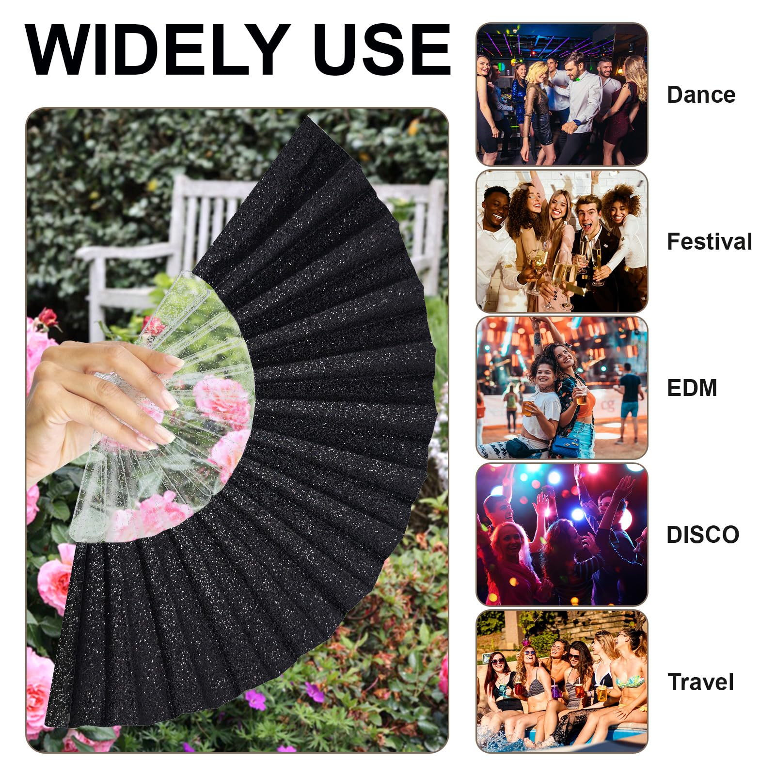 Handheld Fan Accessory Snapklik.com : EOSAU Glitter Folding Hand Fans For Women Foldable ...