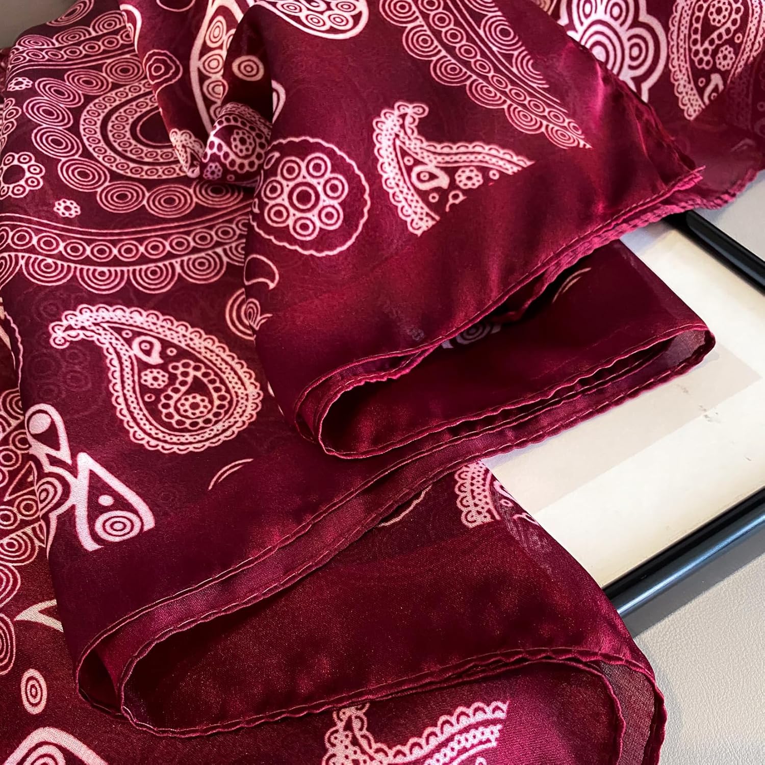 Silk Scarf Mulberry Silk Fashion Scarves Long Lightweight Shawl Wrap … - Image 7