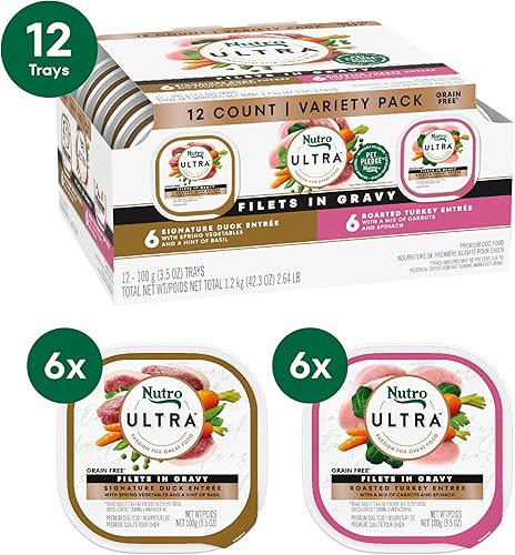 Miniatura 2 de NUTRO Ultra - Filetes de comida húmeda suave para perros adultos sin granos en salsa sabor de los clásicos, paquete variado (12) bandejas de 3.5