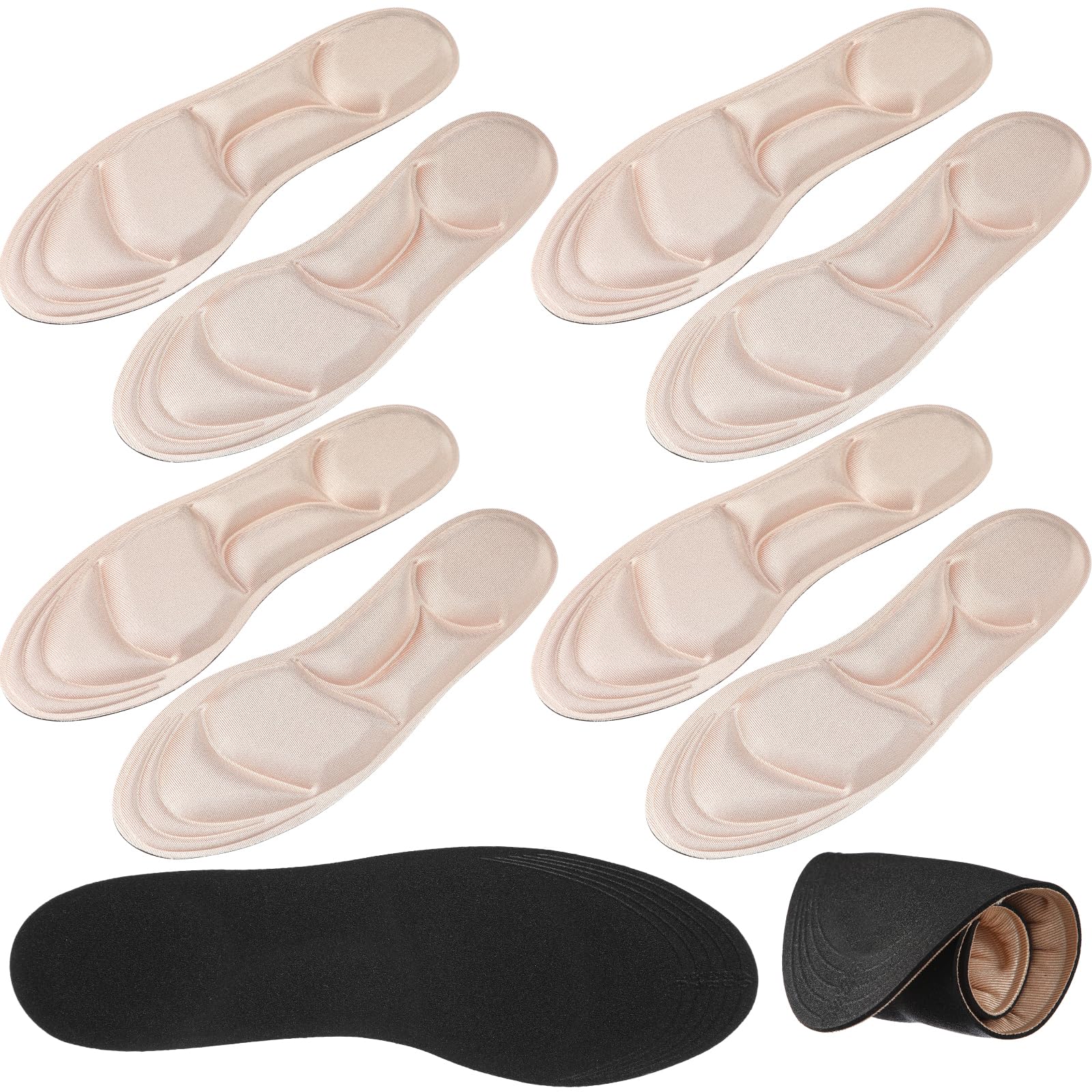 4 Pairs Women Arch Support Insoles Cushion, Beige