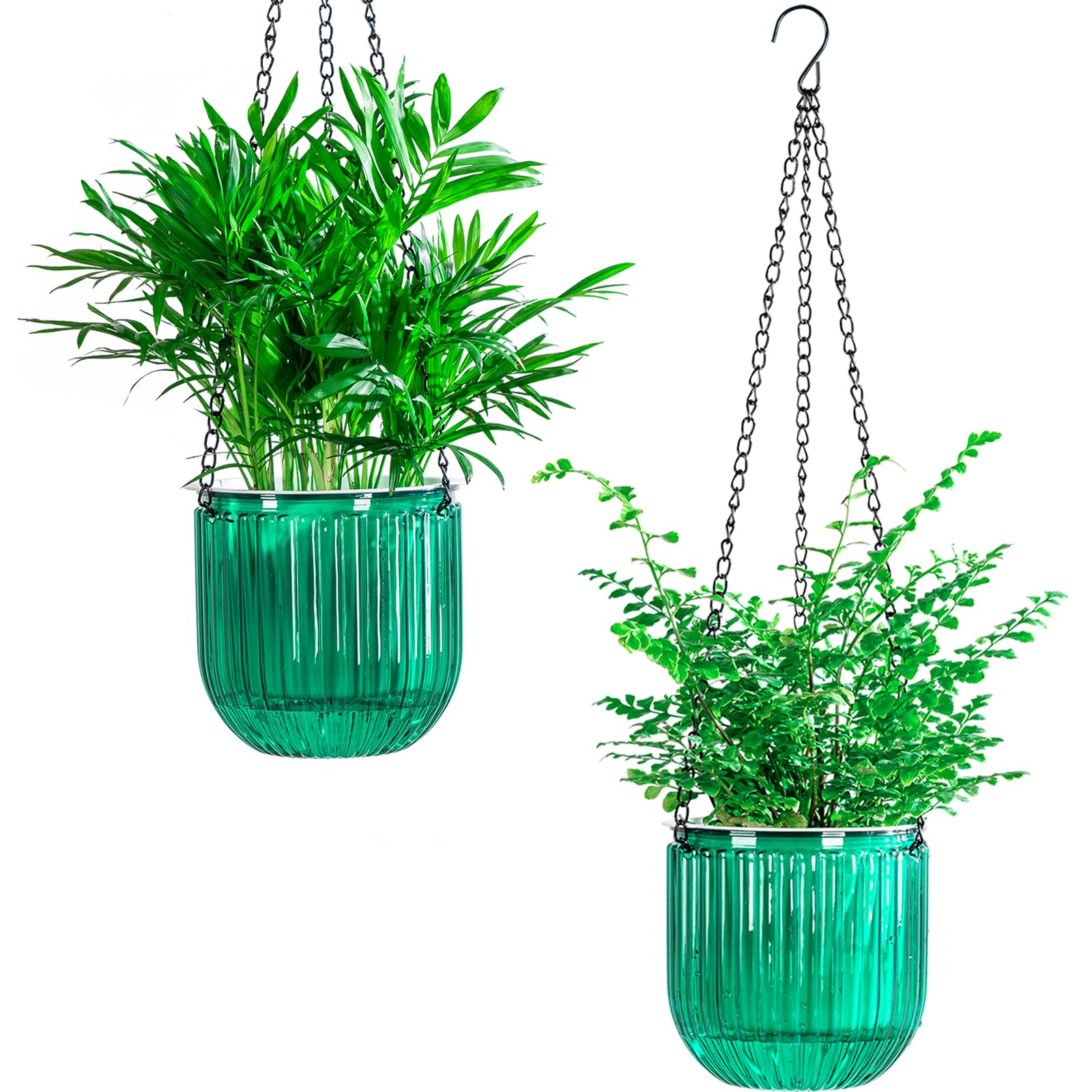 Josteve 5.3 Inch 2 Pcs Self Watering Hanging Planter Indoor Plant Pots with Drainage Holes