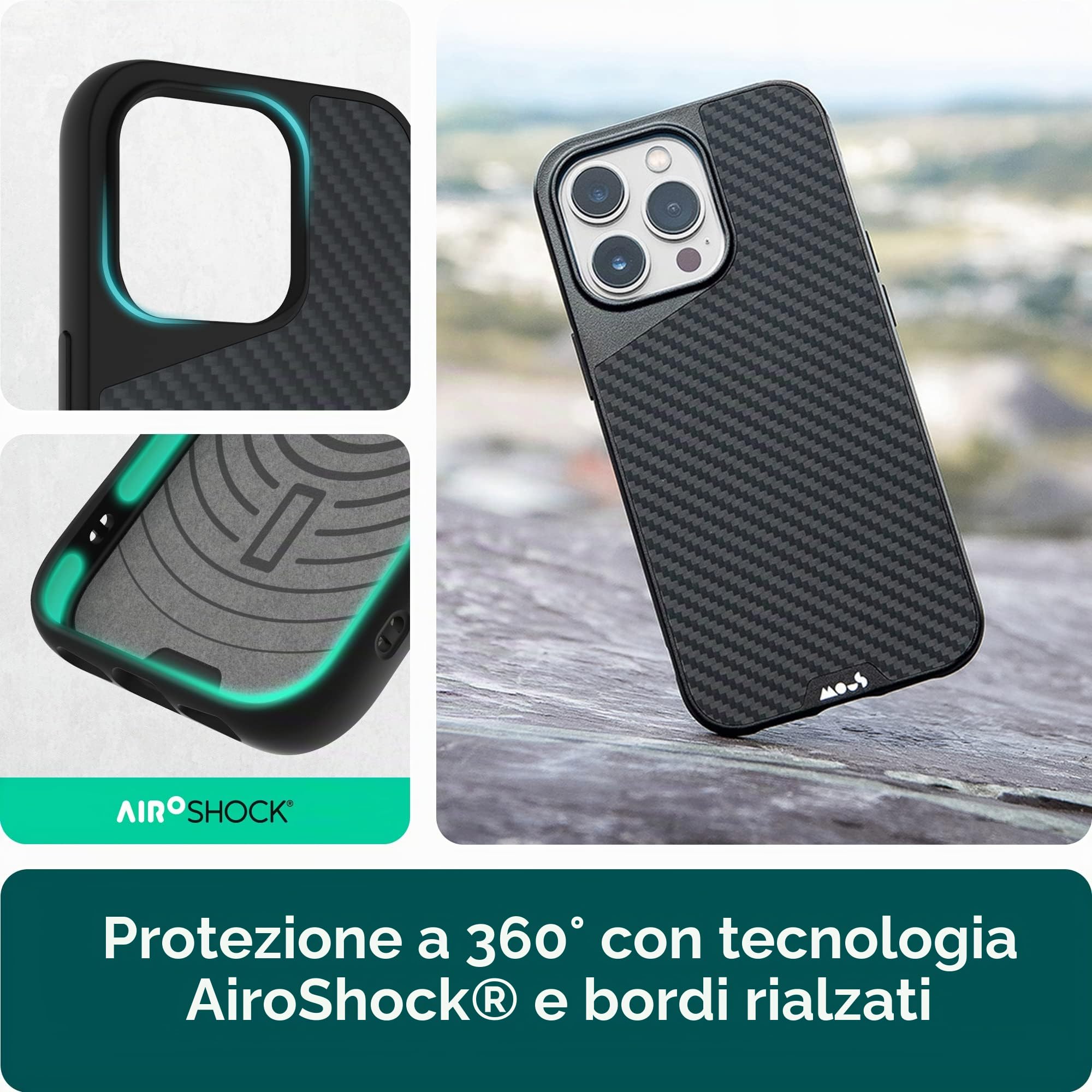 Mous per iPhone 14 Cover Compatibile con MagSafe - Limitless Fibra di Carbonio - Antiurto