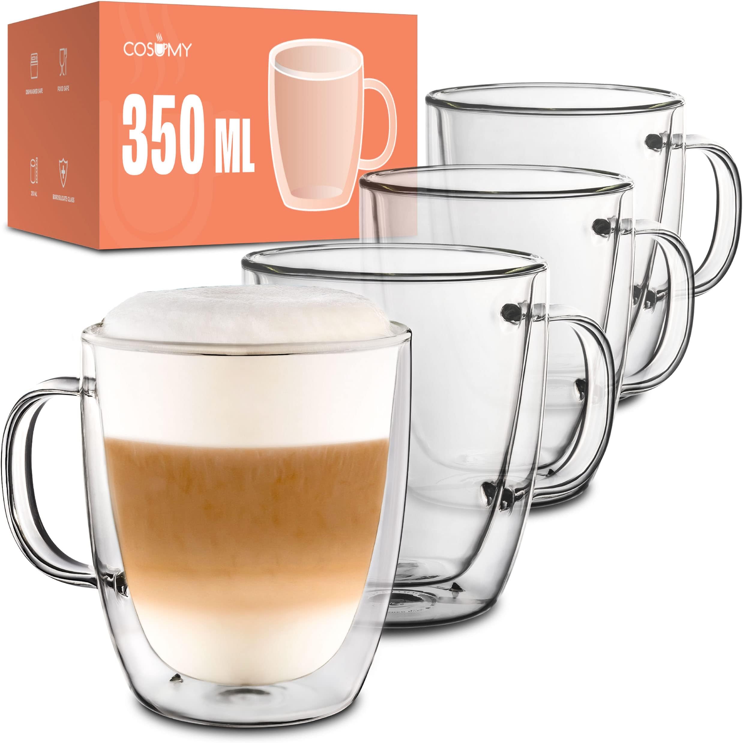 Lot De 6 Tasses à Café En Verre Double Paroi - Isolées Avec Poignée - 100 Ml