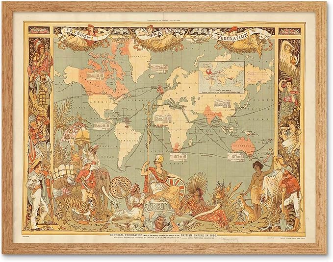 Amazon Co Jp Maps British Empire 16 Imperial Illustrated People World Art Print Framed Poster Wall Decor 12x16 Inch 地図イギリス人帝国イラスト付き人世界ポスター壁デコ ホーム キッチン