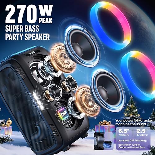 Miniatura 3 de W-KING Altavoz Bluetooth grande de fiesta de 270 W PEAK caja de auge más ruidosa12 graves personalizados125dB 6.5 pulgadas x 2 subwoofer más