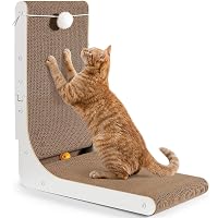 Gimars Tiragraffi per gatti a forma di L ispessito da 47 cm, tiragraffi con palline