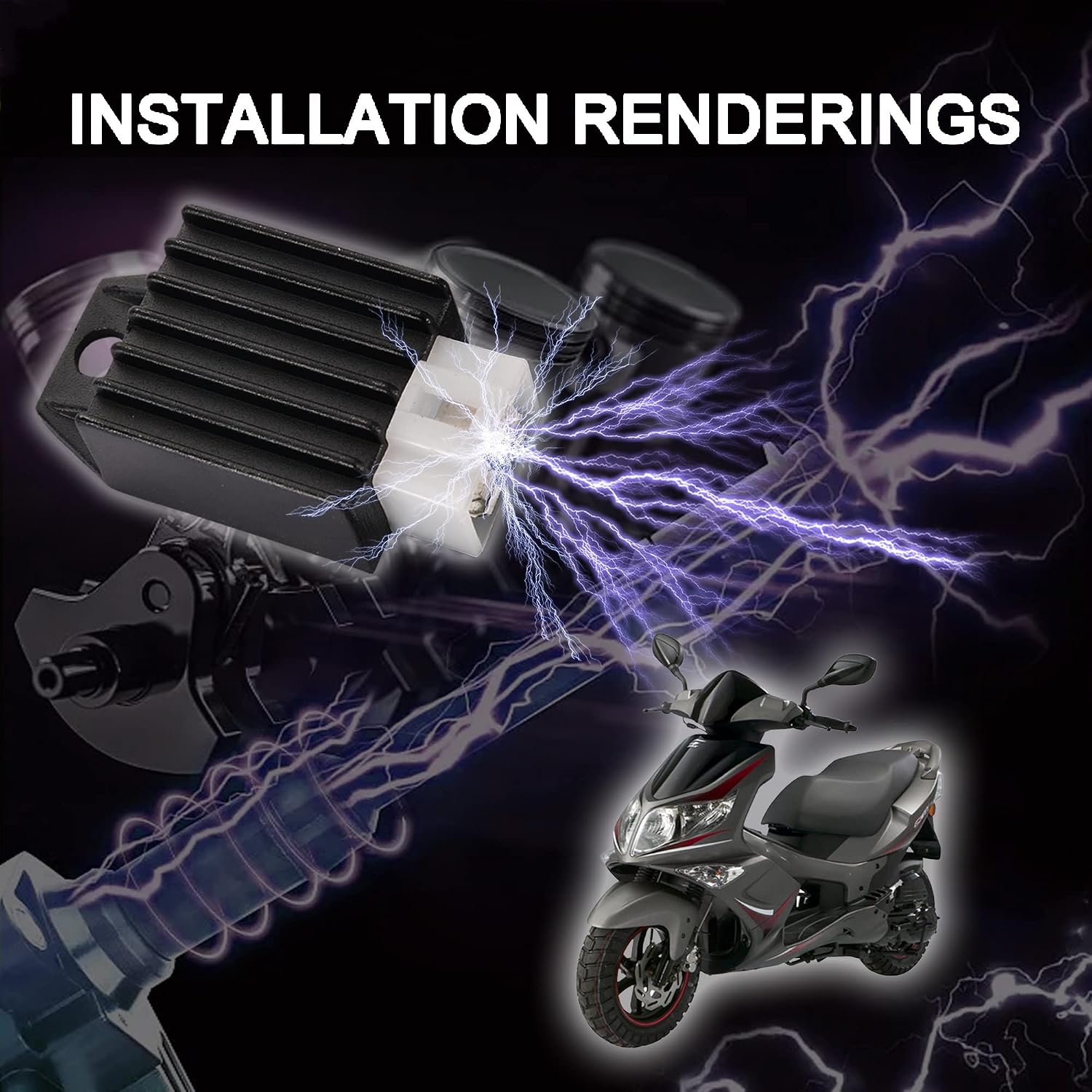 GOOFIT 12V 4-pin Voltage Regulator Rectifier Replacement for 50cc 70cc 90cc 110cc 125cc ATV Scooters Go Karts Quad 4 Wheelers Moped Dune Buggy Sandrail Roketa Taotao Jonway