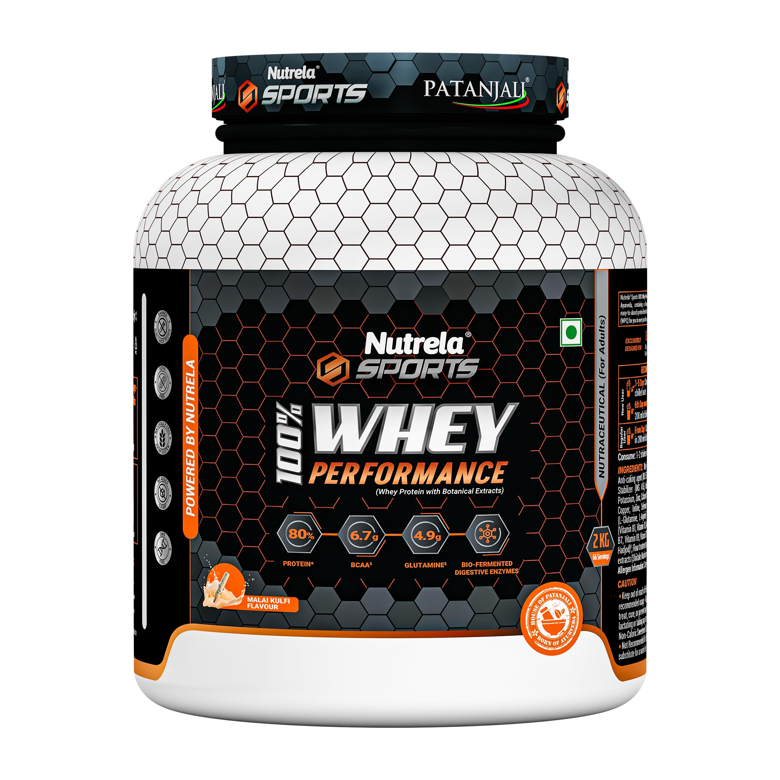 NUTRELA Sports Patanjali Whey Protein 1kg | Concentrate + Isolate | 24g Protein Per Scoop | 6.7g BCAA, 4.9g Glutamine with Digestive Enzymes for quick absorption & easy digestion | Muscle - Building & Recovery | 100% Vegetarian | Malai Kulfi — Amazon image 15