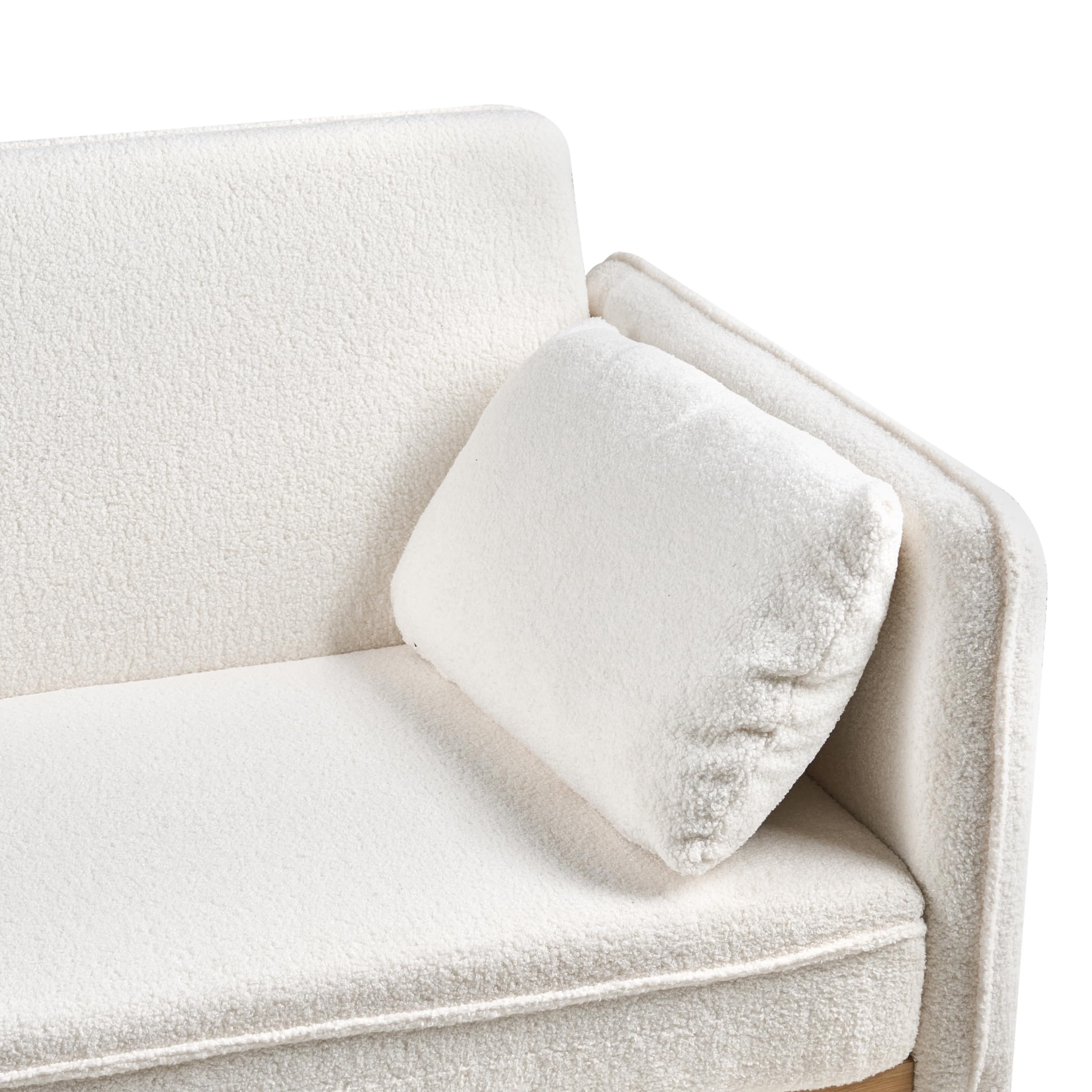 3-Sitzer Sofa Bouclé creme weiß Schlaffunktion Dekokissen Schlafsofa Asaa