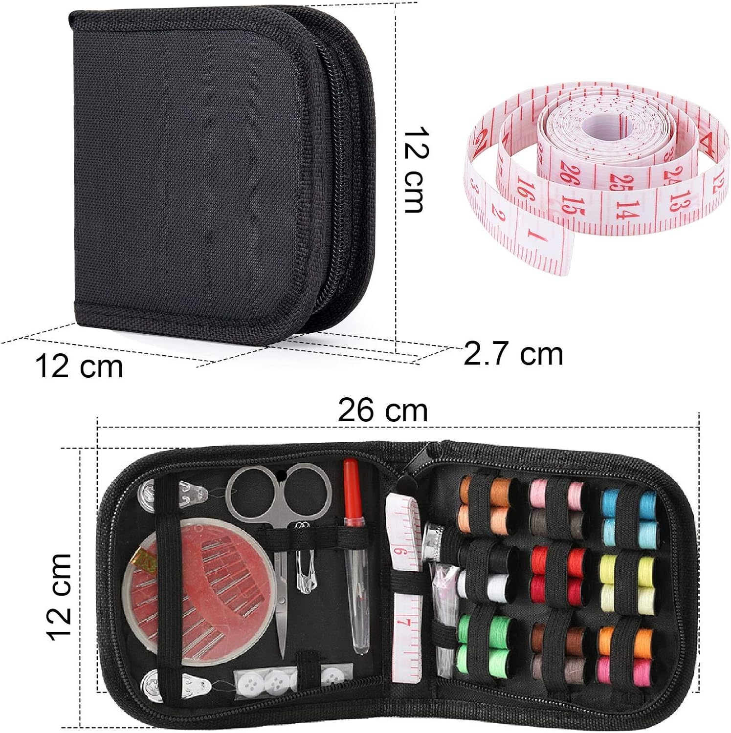 104 Pcs Premium Sewing Kit, Portable Needle and Thread Kit for Beginners, Travelers and Adults, DIY Sewing Supplies with 18 Color Threads, 24 Needles, Seam Ripper, Scissors, Thimble etc