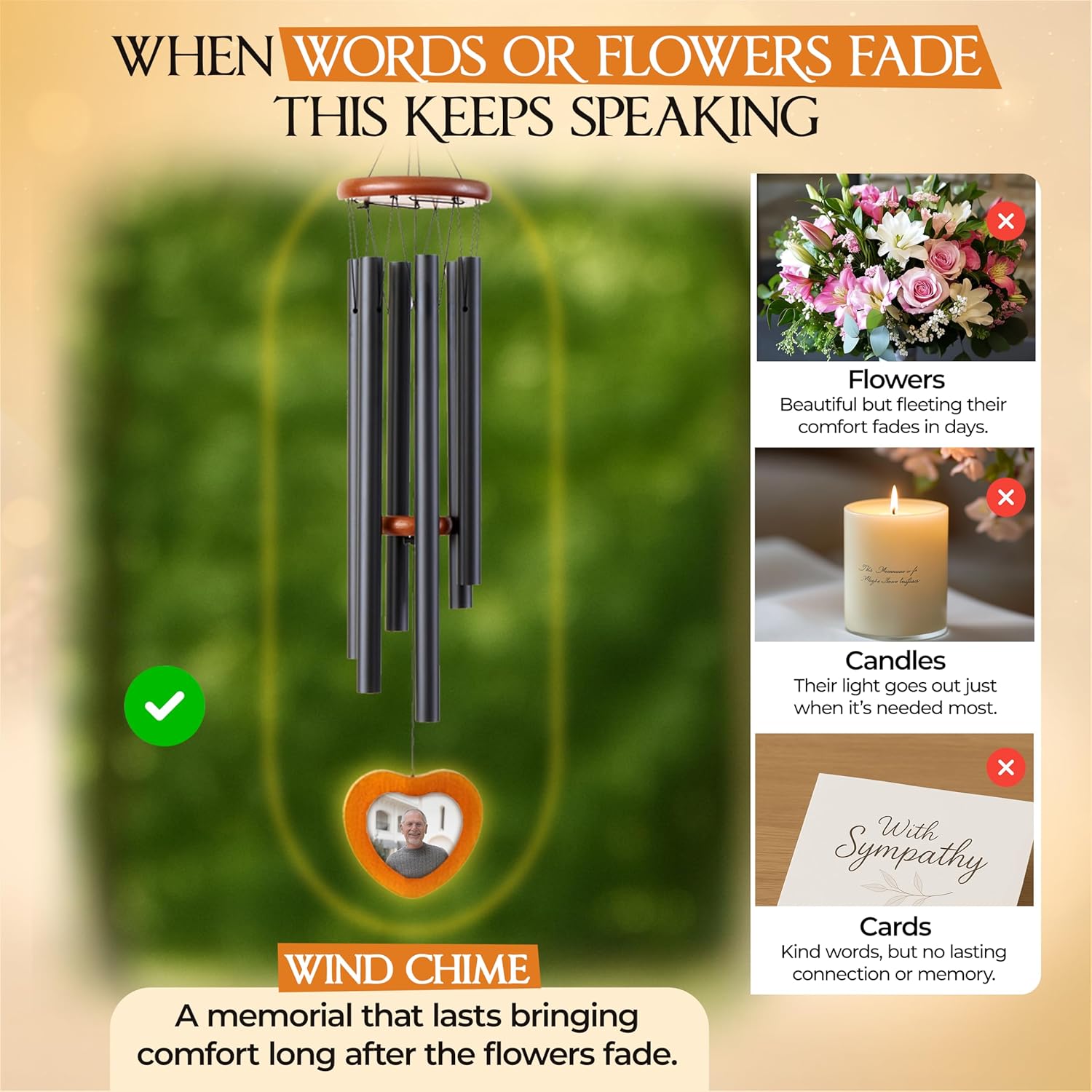 32 Inch Memorial Wind Chimes Outdoor, Personalized Sympathy Gifts for Loss of Loved One, Memorial Gifts for Loss of Mom, Sympathy Wind Chimes for Mother, Father, Brother, Sister