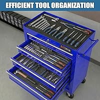 Vista 5 de Carrito de herramientas de 5 cajones con ruedas, cofre de herramientas rodante para almacenamiento de herramientas, organizador de carrito