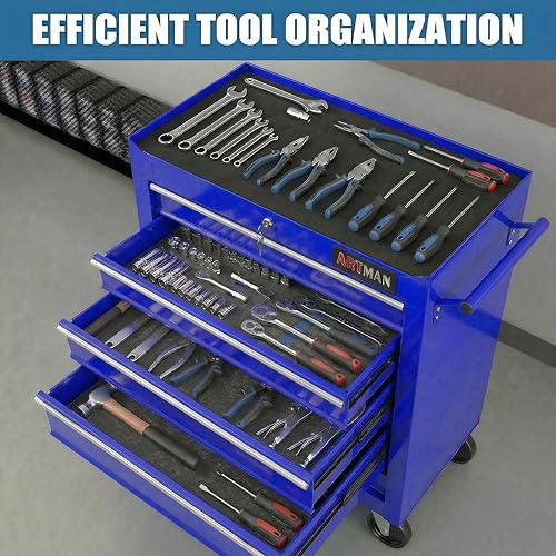 Miniatura 5 de Carrito de herramientas de 5 cajones con ruedas, cofre de herramientas rodante para almacenamiento de herramientas, organizador de carrito