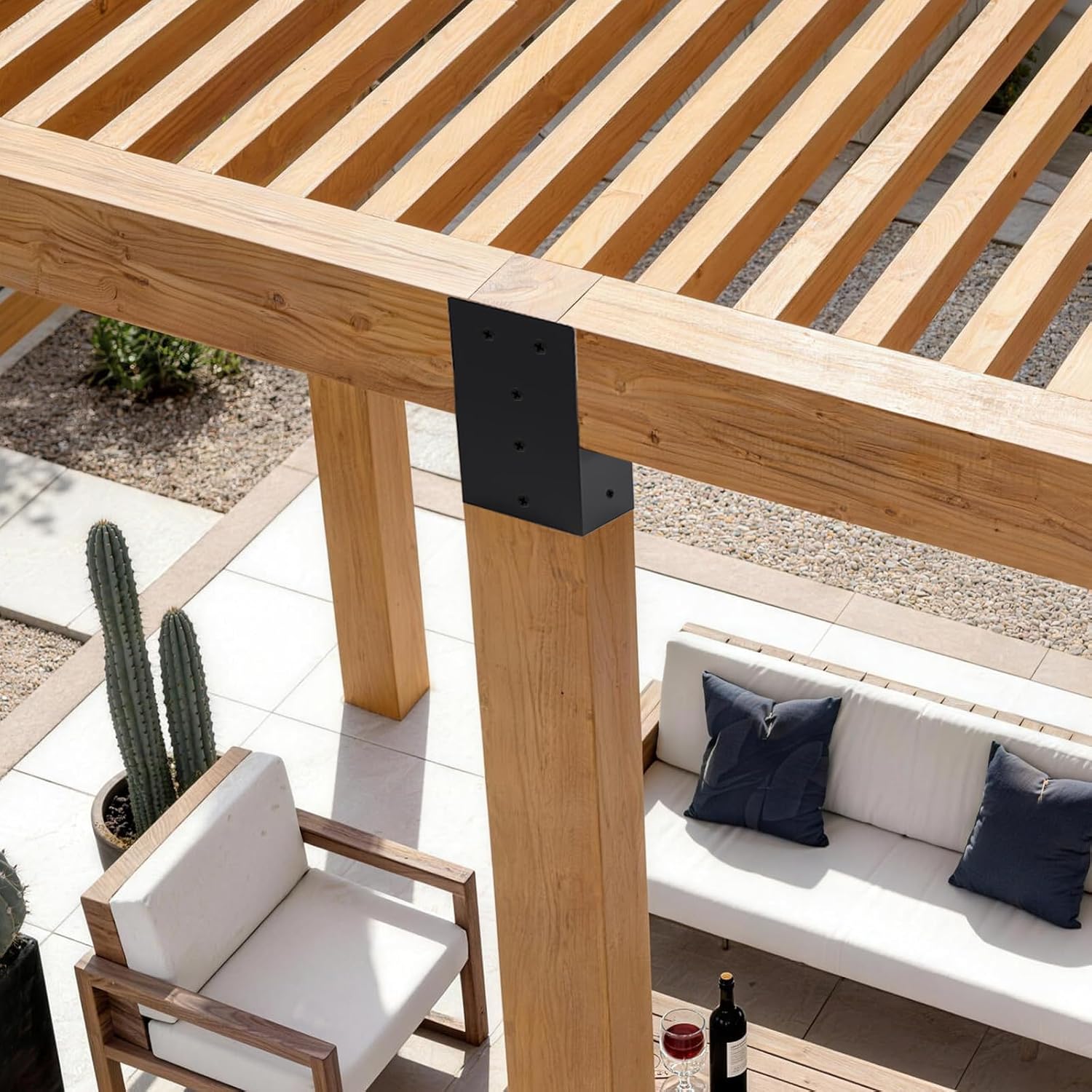 4 Pcs 4”x 4”Pergola Brackets4 pcs, Post Top Rafter Brackets (Actual Size 3.6'' x 3.6'') Wall Mount Support Brackets Kit Connectors for Gazebo, Sunroom and Carport (4)