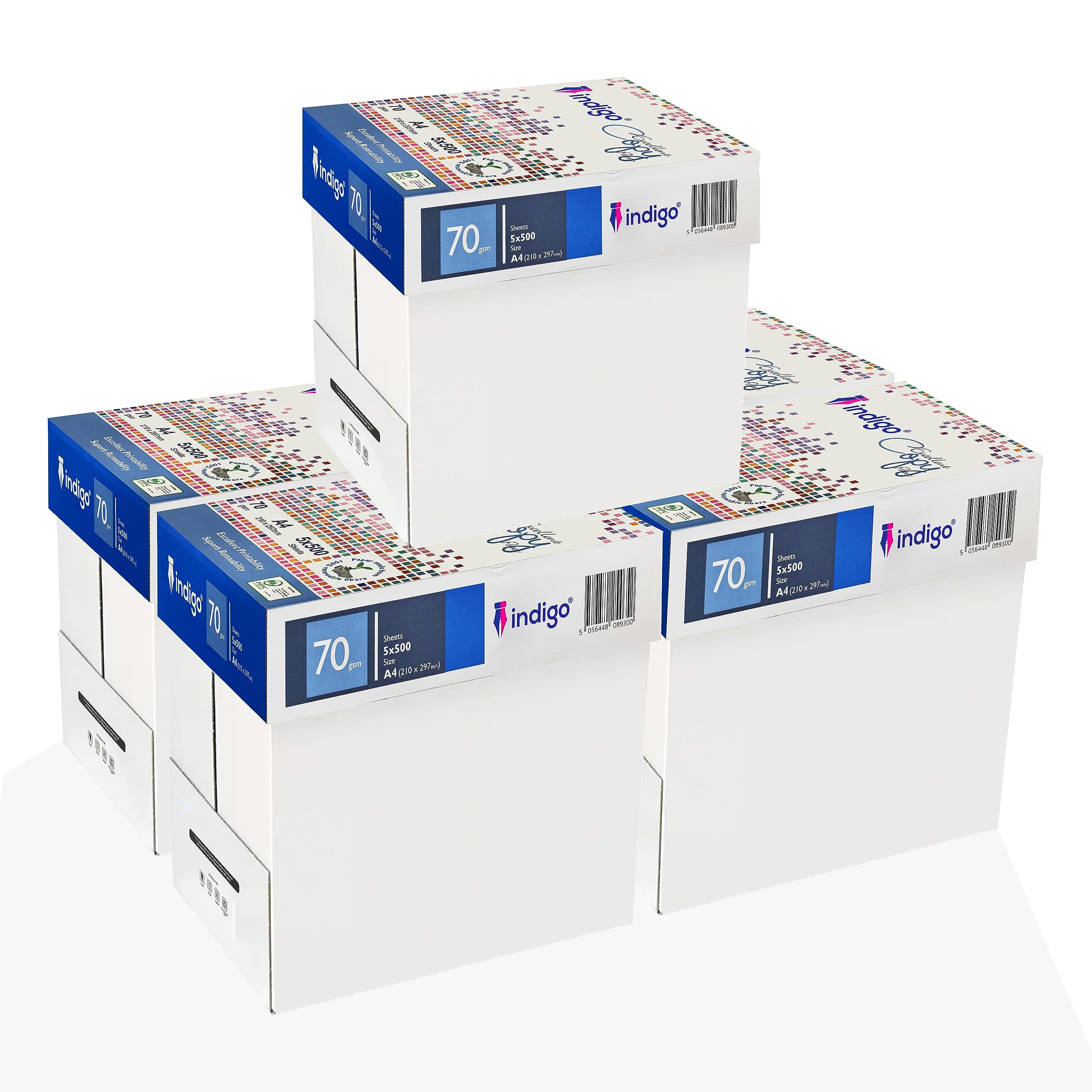 Indigoยฎ Excellent Copy Paper A4 White โ 5 Boxes of 5 Reams (12,500 Sheets, 80 GSM) โ Bright White Printer Paper for Office & Home โ Printing & Copying, Laser & Inkjet Compatible