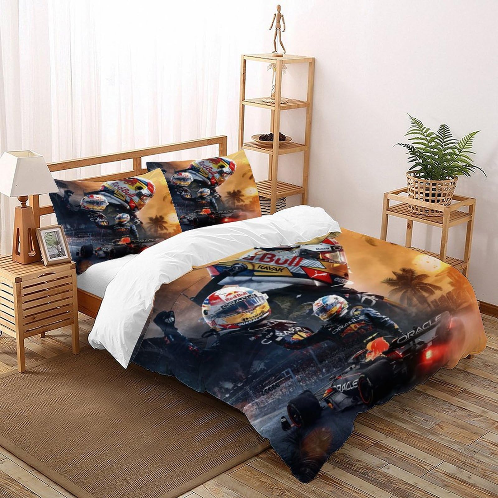 Housse de couette voiture sans repassage en microfibre douce pour lit simple 135x200